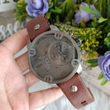 Buy Shop Diesel Little Daddy SBA Small Sized Grey Dial Brown Leather Strap Watch For Men - DZ7258 USA Online