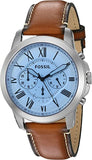 Buy Shop Fossil Grant Chronograph Blue Dial Brown Leather Strap Watch for Men - FS5184 USA Online