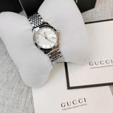 Buy Shop Gucci G Timeless Silver Dial Silver Steel Strap Watch For Women - YA126501 USA Online