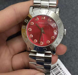 Buy Shop Marc Jacobs Amy Red Dial Silver Steel Strap Watch for Women - MBM3333 USA Online