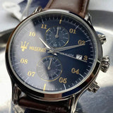 Buy Shop Maserati Epoca Chronograph Blue Dial Brown Leather Strap Watch For Men - R8871618001 USA Online