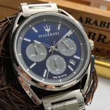 Maserati Trimarano Chronograph Blue Dial Silver Steel Strap Watch For Men - R8873632004