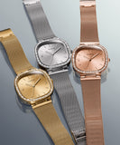 Buy Shop Guess Tapestry Diamonds Gold Dial Gold Mesh Bracelet Watch for Women - GW0354L2 USA Online