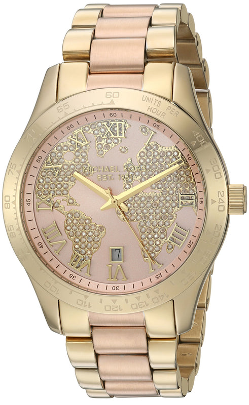 Buy Shop Michael Kors Layton Rose Gold Dial Gold Stainless Steel Strap Watch for Women - MK6476 USA Online