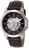 Buy Shop Fossil Grant Automatic Skeleton Black Dial Brown Leather Strap Watch for Men - ME3100 USA Online