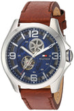 Buy Shop Tommy Hilfiger Bruce Analog Blue Dial Brown Leather Strap Watch for Men - 1791278 USA Online