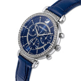 Swarovski Passage Chrono Crystal Blue Dial Blue Leather Strap Watch for Women - 5580342