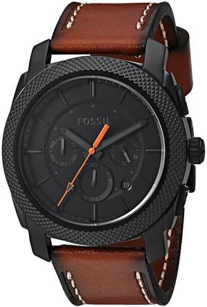 Buy Shop Fossil Machine Chronograph Black Dial Brown Leather Strap Watch for Men - FS5234 USA Online