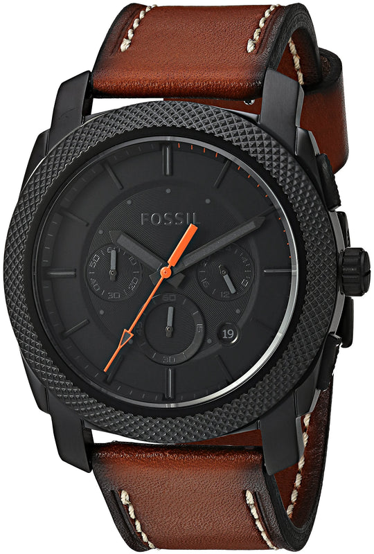 Buy Shop Fossil Machine Chronograph Black Dial Brown Leather Strap Watch for Men - FS5234 USA Online