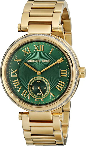 Buy Shop Michael Kors Skylar Green Dial Gold Steel Strap Watch for Women - MK6065 USA Online