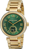 Buy Shop Michael Kors Skylar Green Dial Gold Steel Strap Watch for Women - MK6065 USA Online
