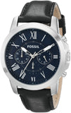 Buy Shop Fossil Grant Chronograph Blue Dial Black Leather Strap Watch for Men - FS4990 USA Online
