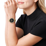 Buy Shop Michael Kors Pyper Three-Hand Black Dial Gold Steel Strap Watch For Women - MK4593 USA Online