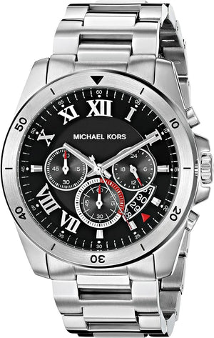 Buy Shop Michael Kors Brecken Chronograph Quartz Black Dial Silver Steel Strap Watch For Men - MK8438 USA Online
