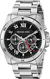 Buy Shop Michael Kors Brecken Chronograph Quartz Black Dial Silver Steel Strap Watch For Men - MK8438 USA Online