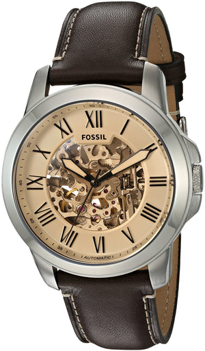Buy Shop Fossil Grant Chronograph Cream Dial Brown Leather Strap Watch for Men - ME3122 USA Online