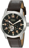 Buy Shop Fossil Pilot 54 Automatic Black Dial Brown Leather Strap Watch for Men - ME3118 USA Online