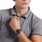 Buy Shop Fossil Grant Chronograph Blue Dial Brown Leather Strap Watch for Men - FS5151 USA Online