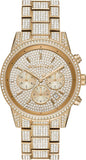 Buy Shop Michael Kors Ritz Three-Hand Glitz Crystals Gold Dial Gold Steel Strap Watch for Women - MK6747 USA Online