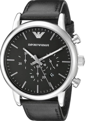 Buy Shop Emporio Armani Dress Analog Black Dial Black Leather Strap Watch For Men - AR8029 USA Online
