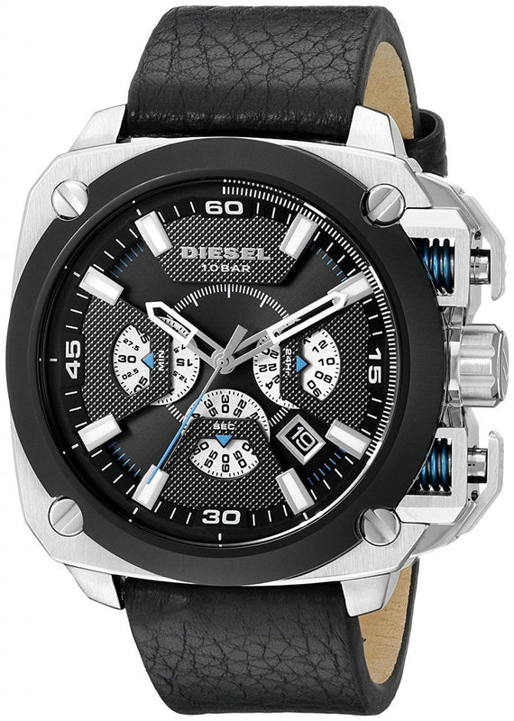 Buy Shop Diesel BAMF Chronograph Black Dial Black Leather Strap Watch For Men - DZ7345 USA Online