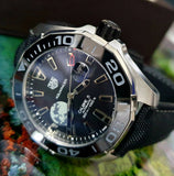 Buy Shop Tag Heuer Aquaracer Calibre 5 Moon Black Dial Black Nylon Strap Watch for Men - WAY201J.FC6370 USA Online