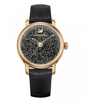 Buy Shop Swarovski Crystalline Hours Black Dial Black Leather Strap Watch for Women - 5295377 USA Online