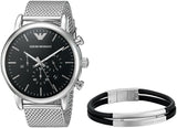 Buy Shop Emporio Armani Luigi Black Dial Silver Mesh Bracelet Watch For Men - AR8032 USA Online