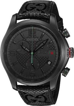 Buy Shop Gucci G Timeless Chronograph Black Dial Black Leather Strap Watch For Men - YA126244 USA Online