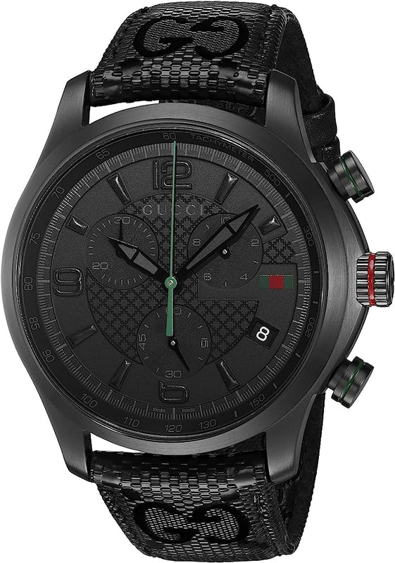 Buy Shop Gucci G Timeless Chronograph Black Dial Black Leather Strap Watch For Men - YA126244 USA Online