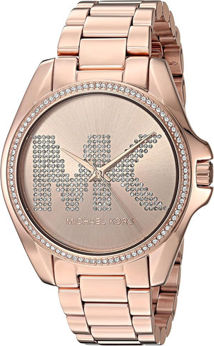 Buy Shop Michael Kors Bradshaw Quartz Rose Gold Dial Rose Gold Steel Strap Watch For Women - MK6556 USA Online