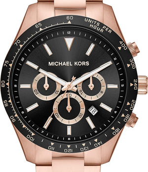 Buy Shop Michael Kors Layton Chronograph Black Dial Rose Gold Steel Strap Watch For Men - MK8824 USA Online