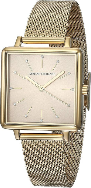 Buy Shop Armani Exchange Lola Quartz Gold Dial Gold Mesh Strap Watch For Women - AX5801 USA Online