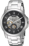 Buy Shop Fossil Grant Skeleton Black Dial Silver Steel Strap Watch for Men - ME3055 USA Online