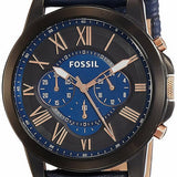 Buy Shop Fossil Grant Chronograph Black Dial Blue Leather Strap Watch for Men - FS5061 USA Online