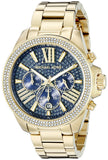 Michael Kors Wren Diamonds Blue Dial Gold Steel Strap Watch for Women - MK6291