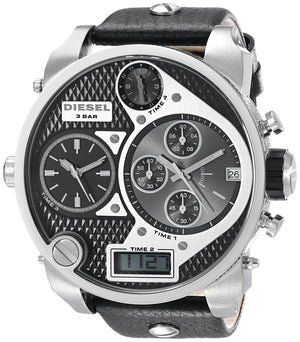 Buy Shop Diesel Mr Daddy Chronograph White Dial Black Leather Strap Watch For Men - DZ7125 USA Online