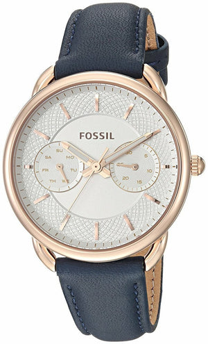Buy Shop Fossil Tailor White Dial Blue Leather Strap Watch for Women - ES4260 USA Online