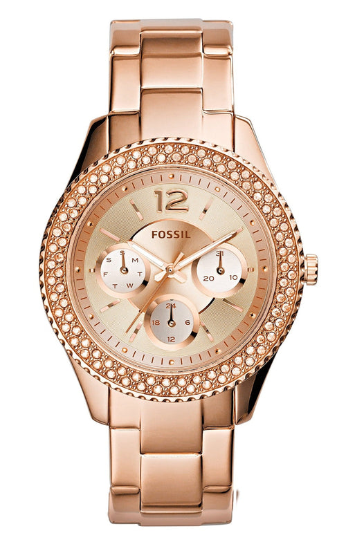 Buy Shop Fossil Stella Rose Gold Dial Rose Gold Steel Strap Watch for Women - ES3590 USA Online