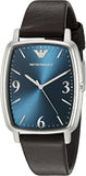 Emporio Armani Retro Quartz Blue Dial Black Leather Strap Watch For Men - AR2491