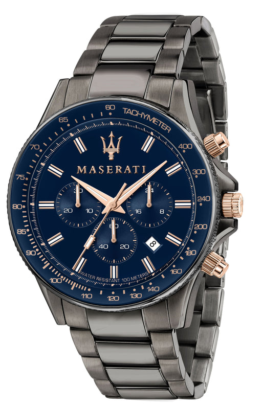 Buy Shop Maserati SFIDA Chronograph Blue Dial Grey Steel Strap Watch For Men - R8873640001 USA Online