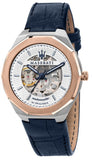 Buy Shop Maserati Stile Automatic Limited Edition White Dial Blue Leather Strap Watch For Men - R8821142001 USA Online