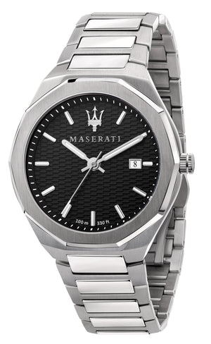 Buy Shop Maserati Stile Analog Black Dial Silver Steel Strap Watch For Men - R8853142003 USA Online