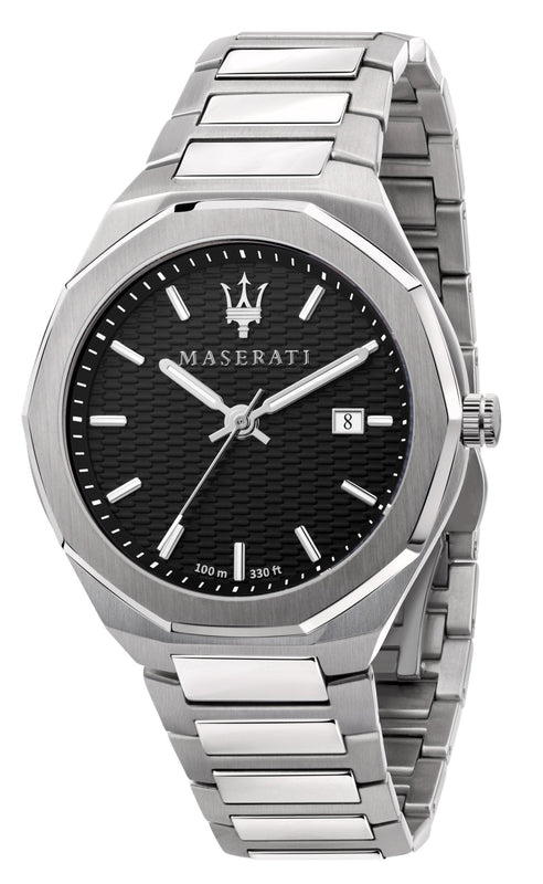 Buy Shop Maserati Stile Analog Black Dial Silver Steel Strap Watch For Men - R8853142003 USA Online