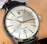 Buy Shop Maserati Epoca White Dial Black Leather Strap Watch For Men - R8851118002 USA Online