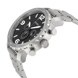 Buy Shop Fossil Nate Chronograph Black Dial Silver Steel Strap Watch for Men - JR1353 USA Online