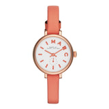 Marc Jacobs Sally White Dial Peach Leather Strap Watch for Women - MBM1355