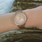Buy Shop Guess Soiree Diamonds Rose Gold Dial Rose Gold Mesh Bracelet Watch for Women - GW0402L3 USA Online