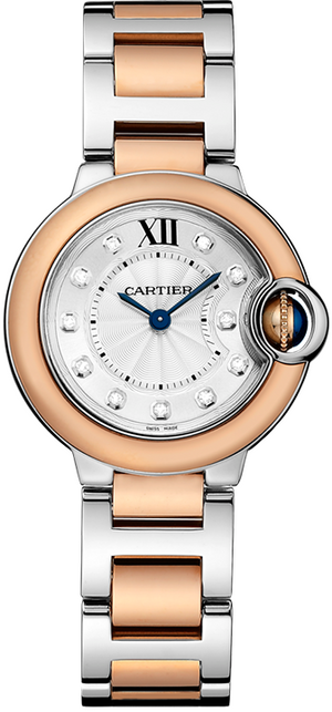 Buy Shop Cartier Ballon Bleu De Cartier Diamonds Silver Dial Two Tone Steel Strap Watch for Women - W3BB0026 USA Online
