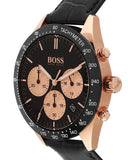 Hugo Boss Talent Chronograph Black Dial Black Leather Strap Watch For Men - 1513580